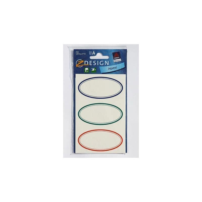Zweckform Etiketten „Bunter Rahmen“, oval, Papier, mehrfarbig